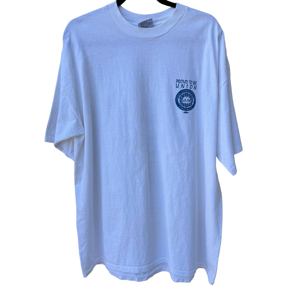 Vintage All Sport Proweight Proud To‎ Be Union LIU Local 300 Shirt White XXL